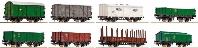 Set of 8 Freight cars<br /><a href='images/pictures/Roco/233368.jpg' target='_blank'>Full size image</a>